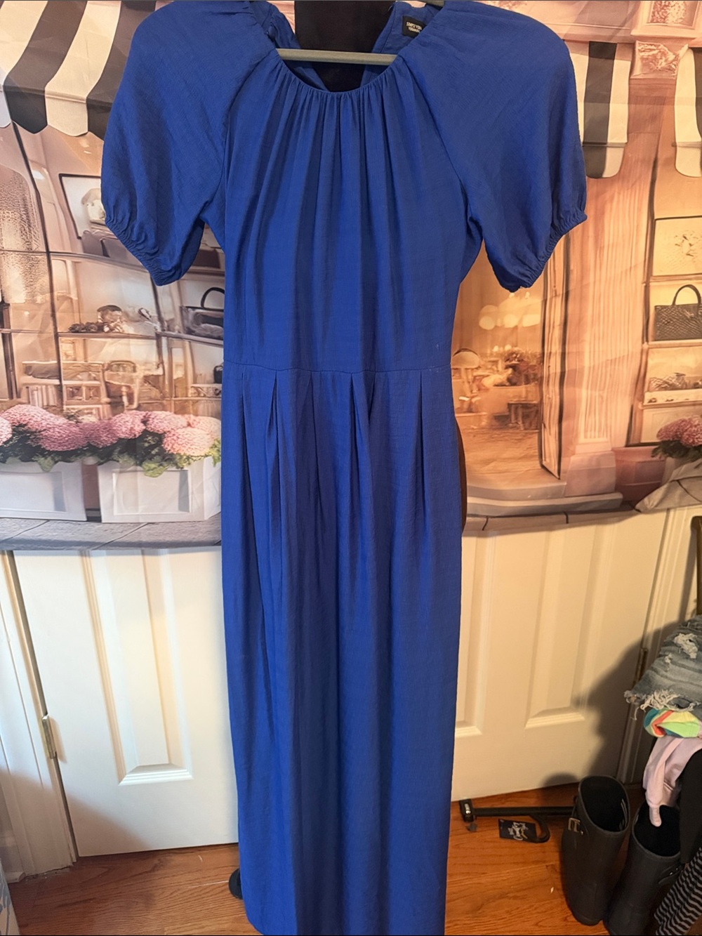 Simply Vera Vera Wang Royal Blue Maxi Dress with Puff Sleeves